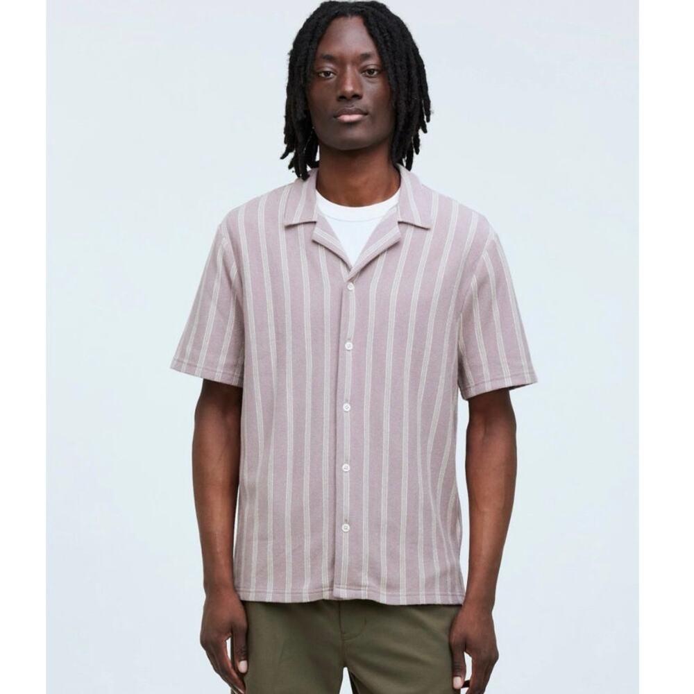NWT Madewell Easy Short-Sleeve Shirt in Stripe Jacquard Size XS